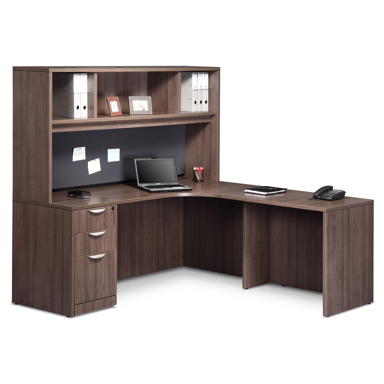 Desk w/Corner Extension, Return & Open Hutch